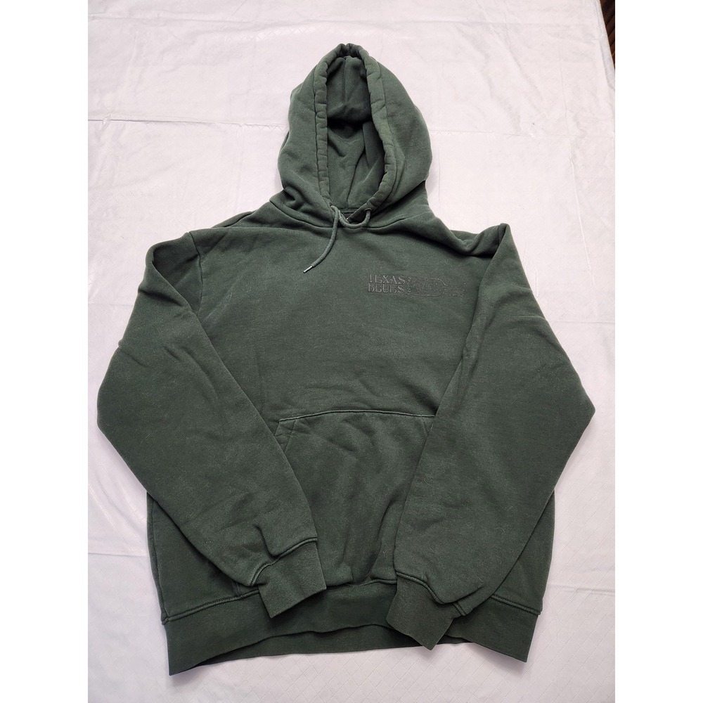 Stan Ray Hoodie Mens Medium Green Texas Blues Logo Graphic Fleece Pullover‎